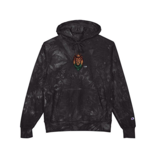 Majestic Lion Embroidered Champion Tie Dye Hoodie