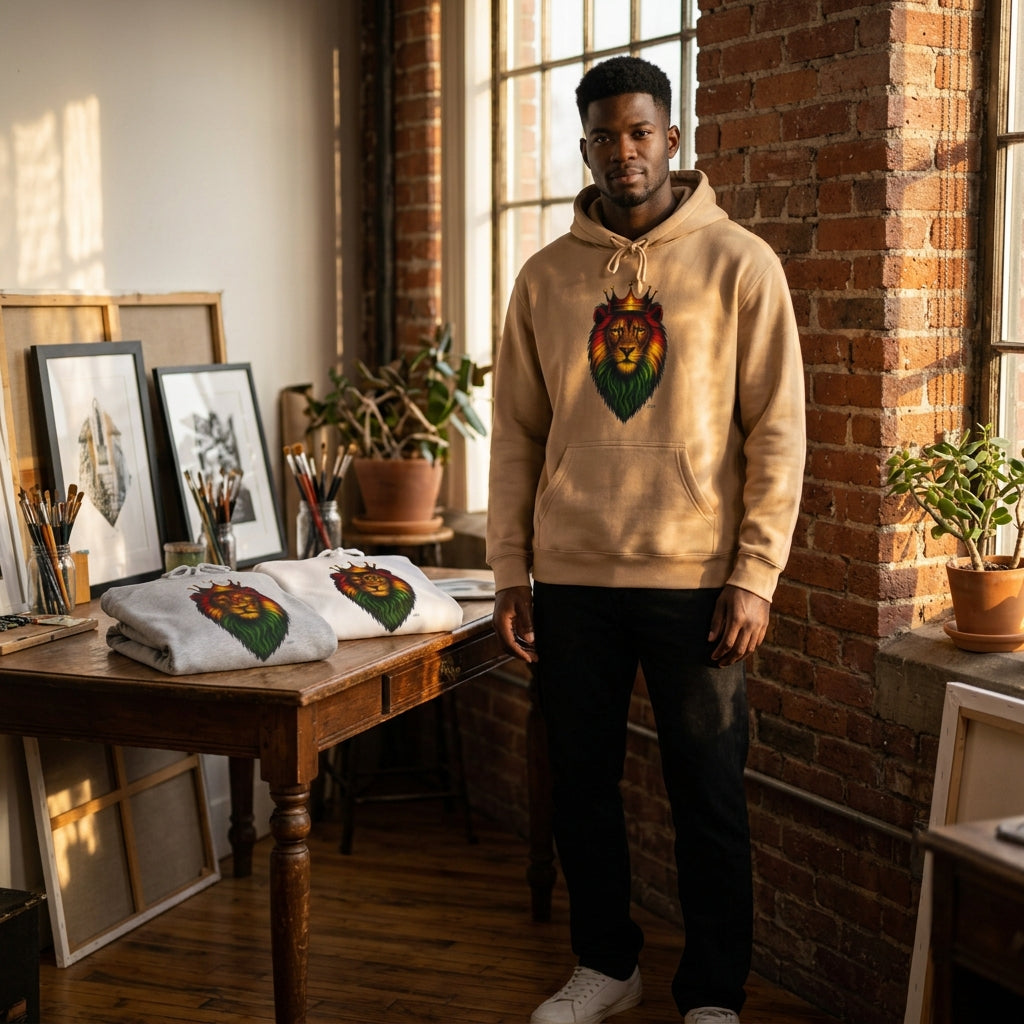 Majestic Lion Graphic Pullover Hoodie - Know Thyself Statement Design