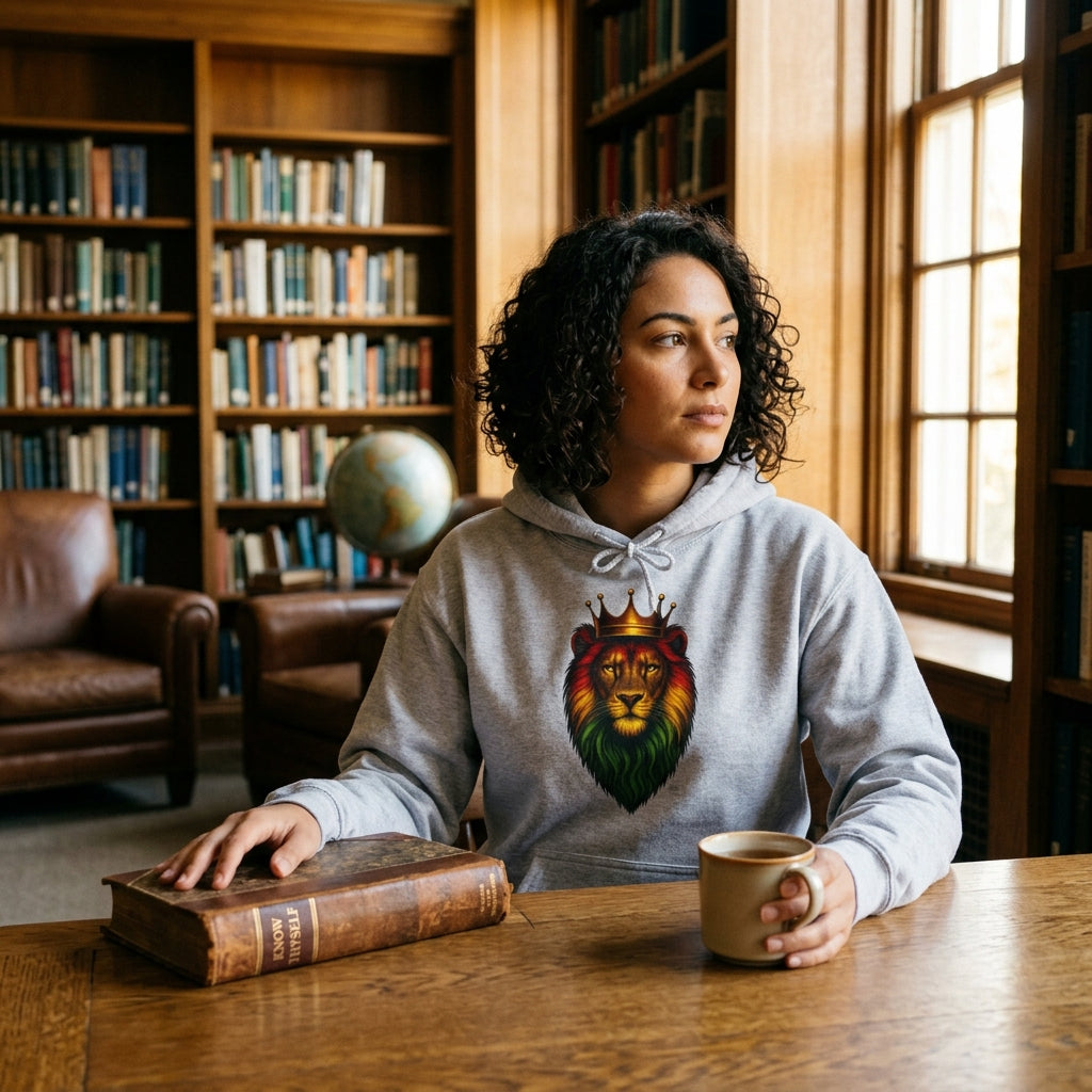 Majestic Lion Graphic Pullover Hoodie - Know Thyself Statement Design