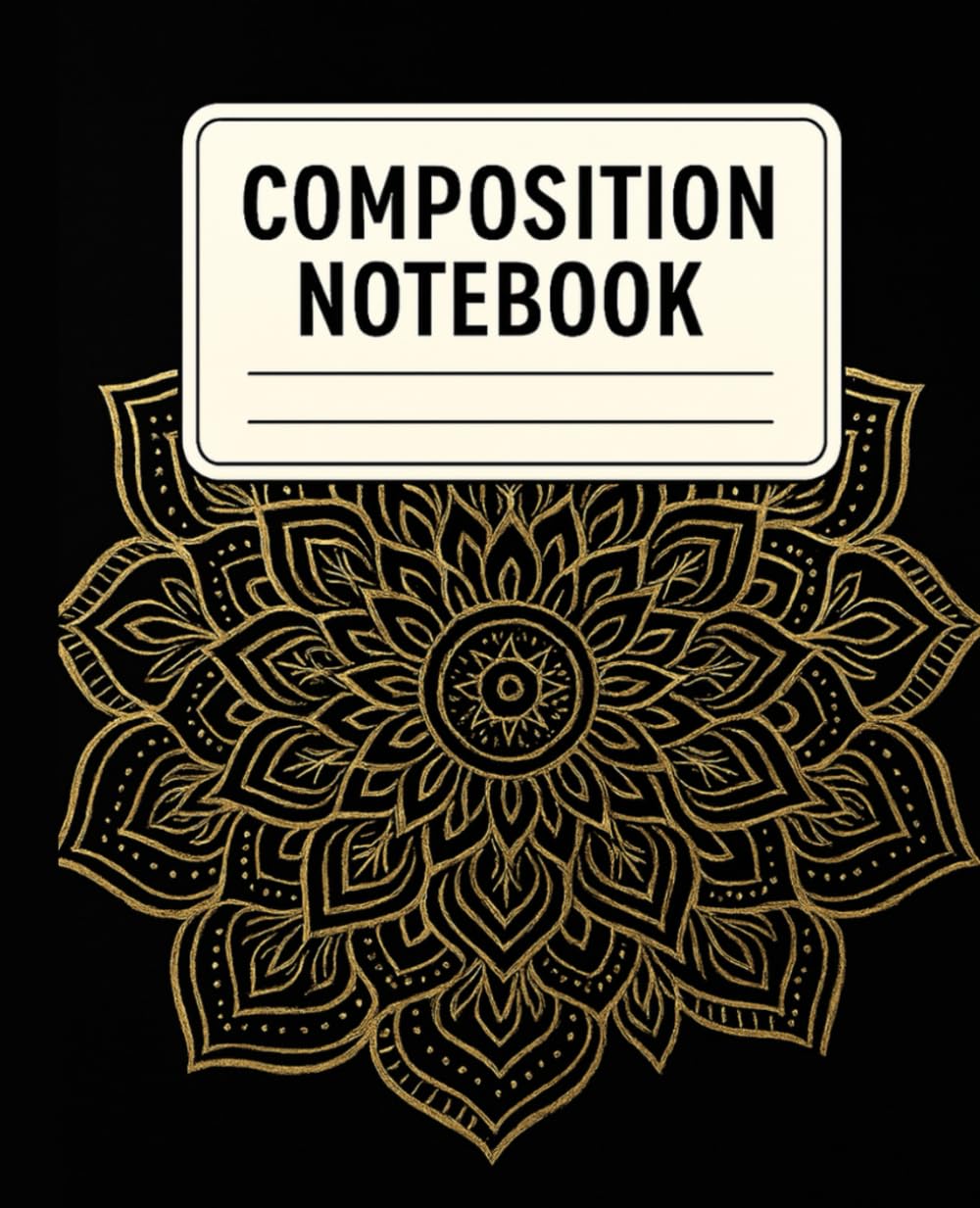 Elegant Black & Gold Mandala Composition Notebook