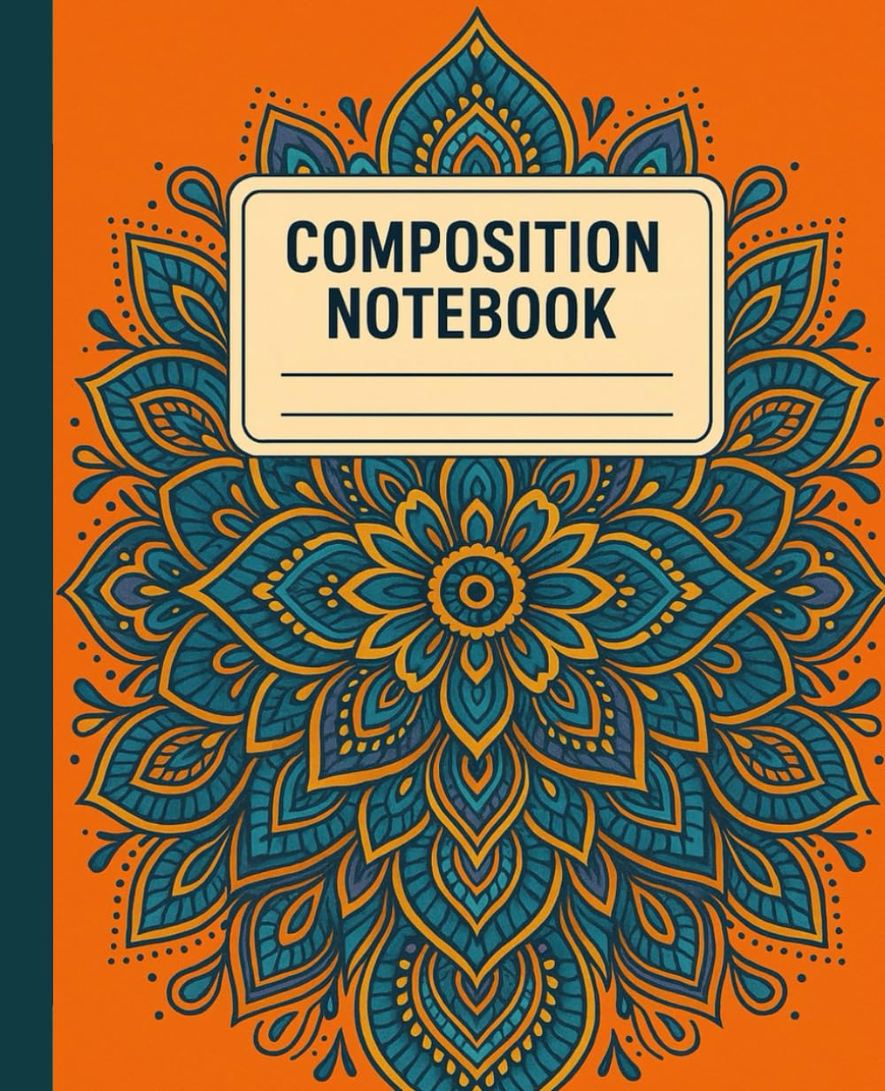 Orange and Teal Mandala Composition Notebook